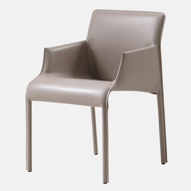 Contemporary Arm Dining Chairs Faux Leather Low Back Side Chair Cream Gray 1 Piece Clearhalo 'Dining Chairs' 'Dining Tables & Seating' 'dining_chair' 'furn' 'furn_dining_chair' 'Furniture' 'Kitchen & Dining Furniture' 6104334