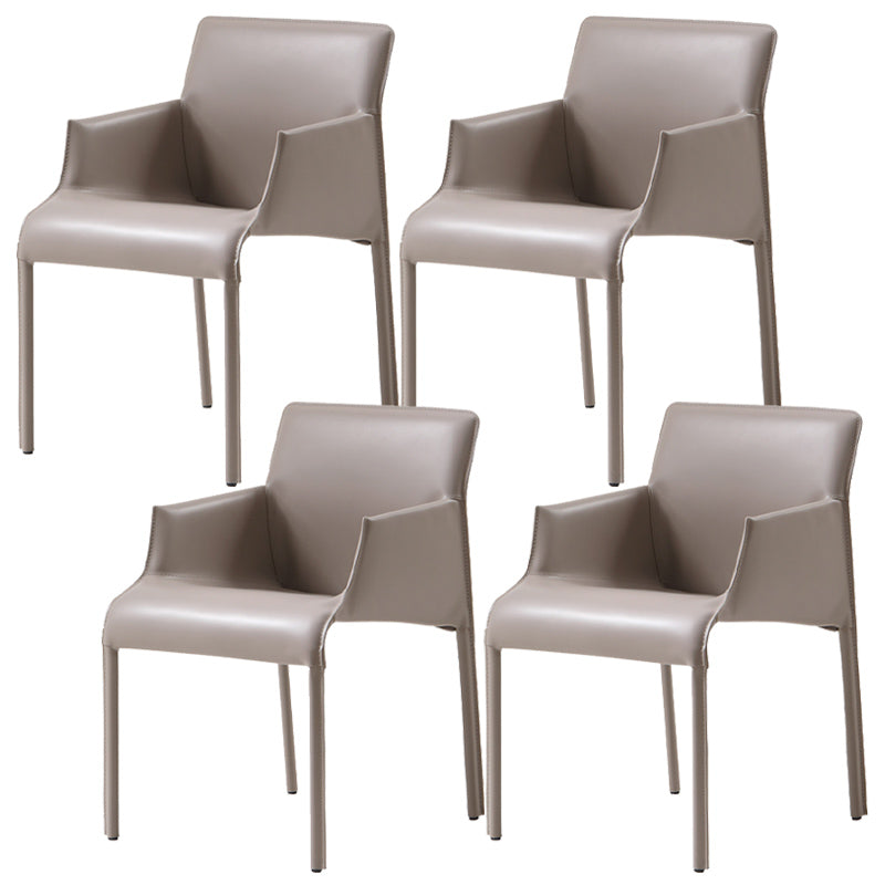Contemporary Arm Dining Chairs Faux Leather Low Back Side Chair Cream Gray 4 Piece Set Clearhalo 'Dining Chairs' 'Dining Tables & Seating' 'dining_chair' 'furn' 'furn_dining_chair' 'Furniture' 'Kitchen & Dining Furniture' 6104336