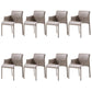 Contemporary Arm Dining Chairs Faux Leather Low Back Side Chair Cream Gray 8 Piece Set Clearhalo 'Dining Chairs' 'Dining Tables & Seating' 'dining_chair' 'furn' 'furn_dining_chair' 'Furniture' 'Kitchen & Dining Furniture' 6104338