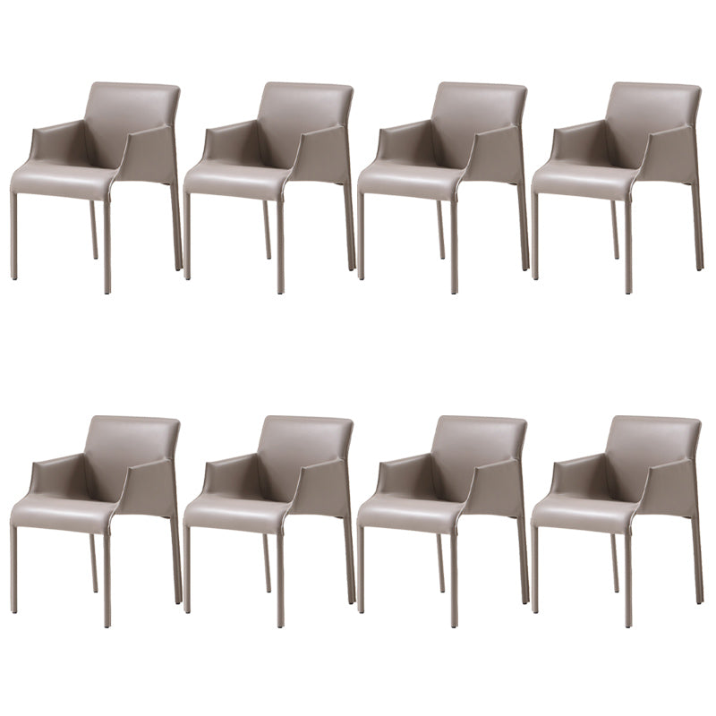 Contemporary Arm Dining Chairs Faux Leather Low Back Side Chair Cream Gray 8 Piece Set Clearhalo 'Dining Chairs' 'Dining Tables & Seating' 'dining_chair' 'furn' 'furn_dining_chair' 'Furniture' 'Kitchen & Dining Furniture' 6104338
