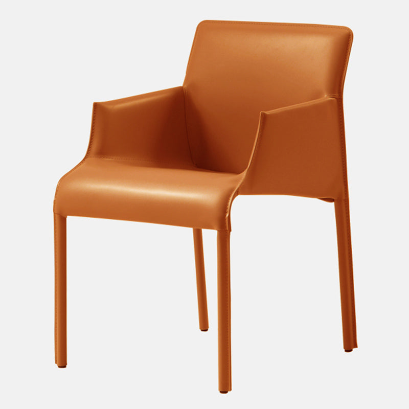 Contemporary Arm Dining Chairs Faux Leather Low Back Side Chair Orange 1 Piece Clearhalo 'Dining Chairs' 'Dining Tables & Seating' 'dining_chair' 'furn' 'furn_dining_chair' 'Furniture' 'Kitchen & Dining Furniture' 6104339