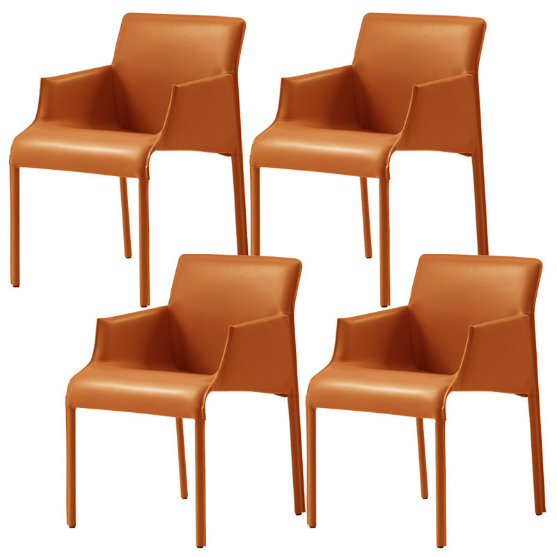 Contemporary Arm Dining Chairs Faux Leather Low Back Side Chair Orange 4 Piece Set Clearhalo 'Dining Chairs' 'Dining Tables & Seating' 'dining_chair' 'furn' 'furn_dining_chair' 'Furniture' 'Kitchen & Dining Furniture' 6104341