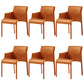 Contemporary Arm Dining Chairs Faux Leather Low Back Side Chair Orange 6 Piece Set Clearhalo 'Dining Chairs' 'Dining Tables & Seating' 'dining_chair' 'furn' 'furn_dining_chair' 'Furniture' 'Kitchen & Dining Furniture' 6104342