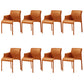 Contemporary Arm Dining Chairs Faux Leather Low Back Side Chair Orange 8 Piece Set Clearhalo 'Dining Chairs' 'Dining Tables & Seating' 'dining_chair' 'furn' 'furn_dining_chair' 'Furniture' 'Kitchen & Dining Furniture' 6104343