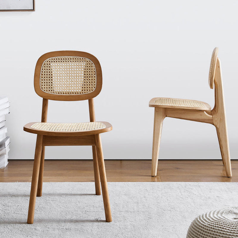 Traditional Style Dining Chair Solid Wood Cane Back Side Chair