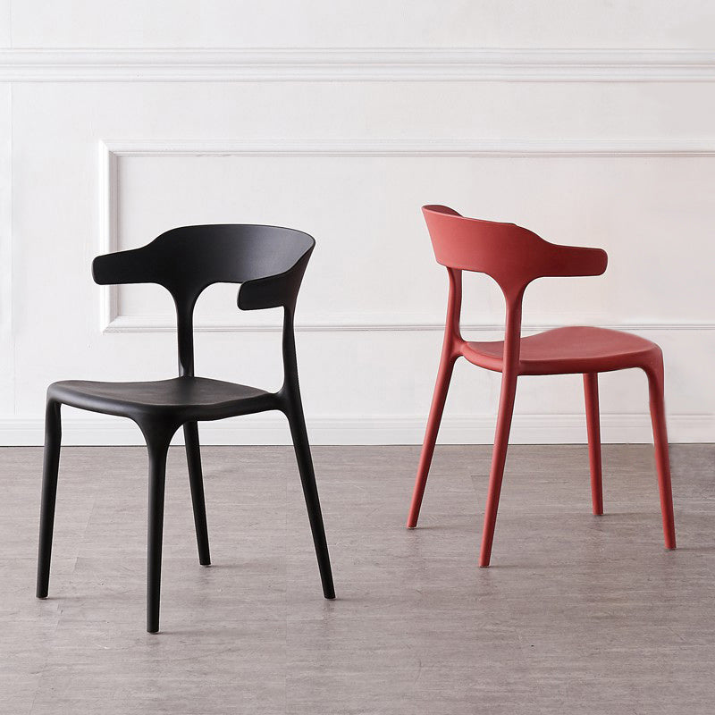Stackable Open Back Dining Chairs Plastic Armless Dining Side Chair ...