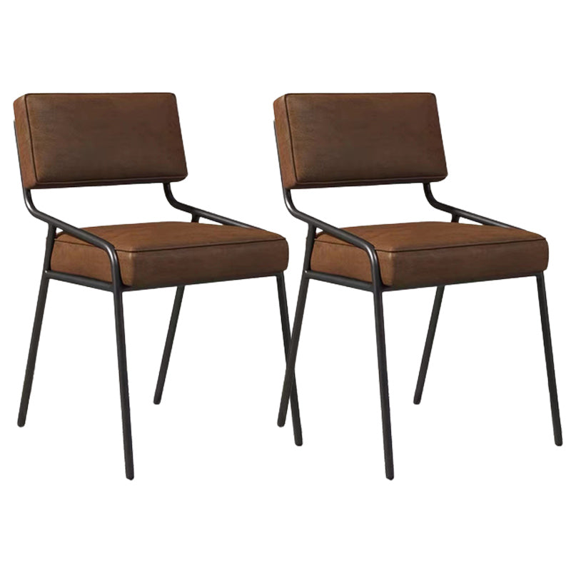 Chaise latéral de style industriel rembourré à l'arrière ouvert avec une jambe en métal