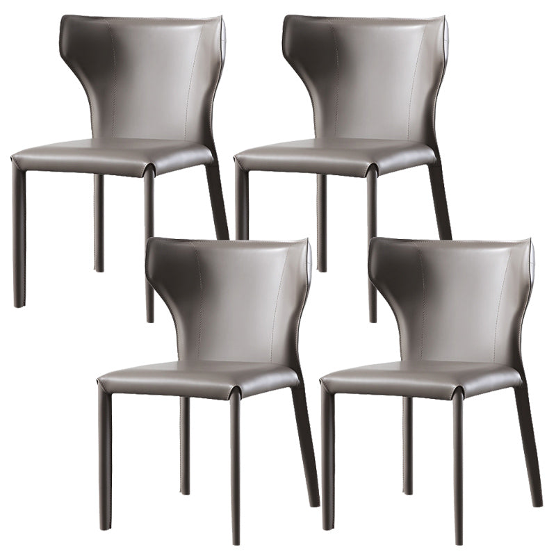 Faux Leather Wingback Side Chair Modern Armless Dining Chairs