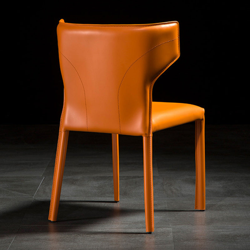 Faux Leather Wingback Side Chair Modern Armless Dining Chairs