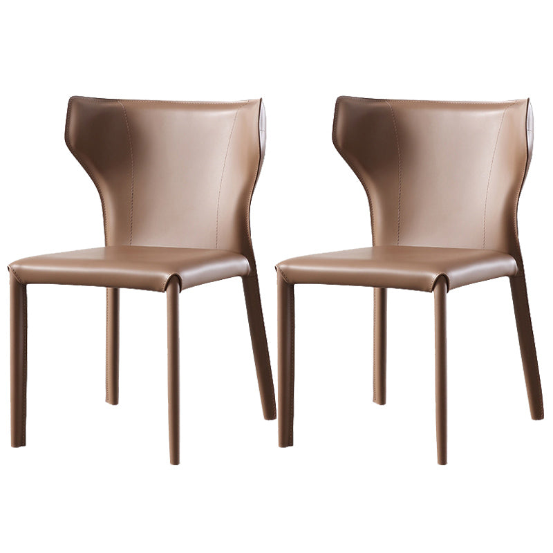 Faux Leather Wingback Side Chair Modern Armless Dining Chairs