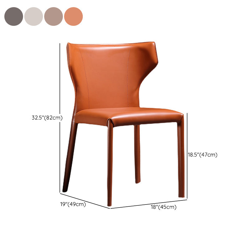 Faux Leather Wingback Side Chair Modern Armless Dining Chairs