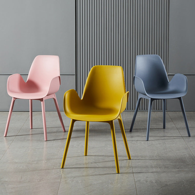 Scandinavian Style Arm Dining Chairs Plastic Home Dining Side Chair
