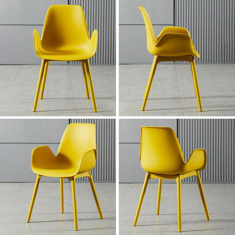 Scandinavian Style Arm Dining Chairs Plastic Home Dining Side Chair