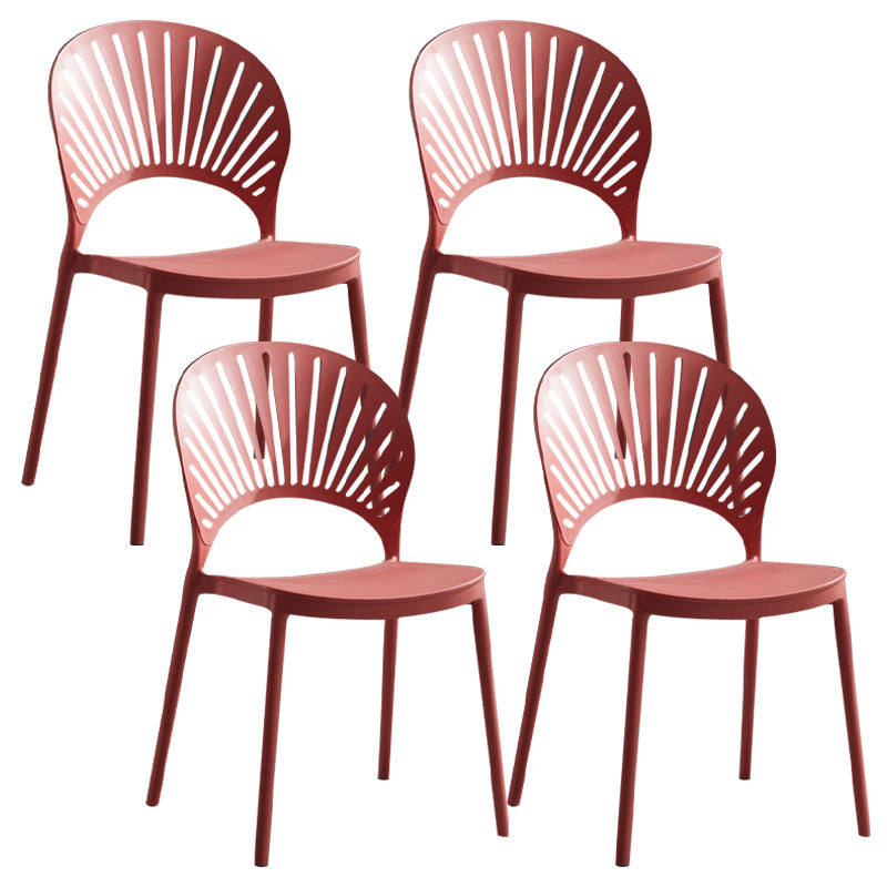 Stapelbare armloze eetkamerstoel Scandinavische plastic eetkamerstoelen