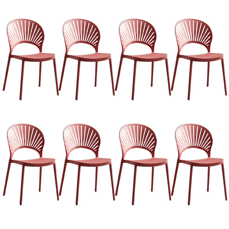 Stapelbare armloze eetkamerstoel Scandinavische plastic eetkamerstoelen