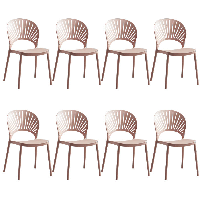 Stapelbare armloze eetkamerstoel Scandinavische plastic eetkamerstoelen