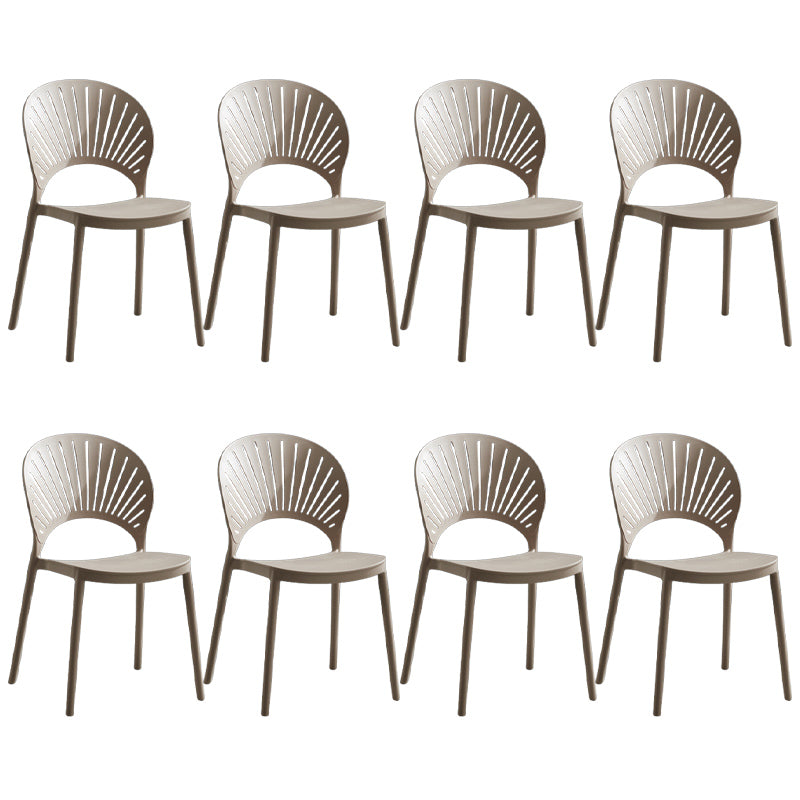 Stapelbare armloze eetkamerstoel Scandinavische plastic eetkamerstoelen