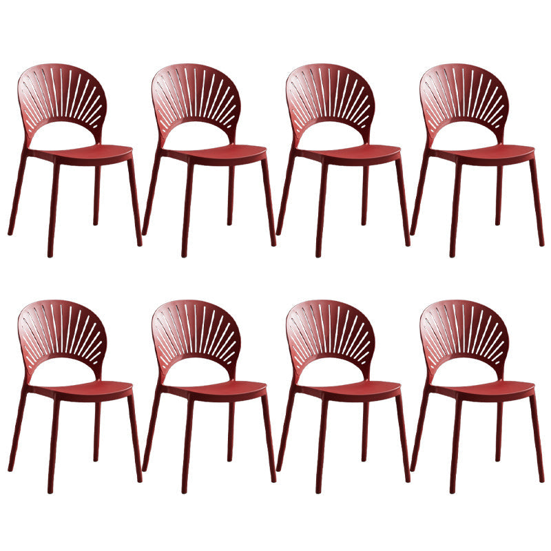 Stapelbare armloze eetkamerstoel Scandinavische plastic eetkamerstoelen