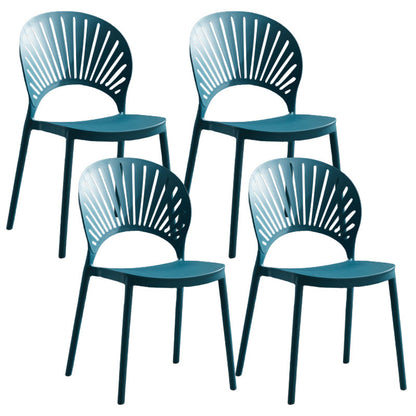 Stapelbare armloze eetkamerstoel Scandinavische plastic eetkamerstoelen