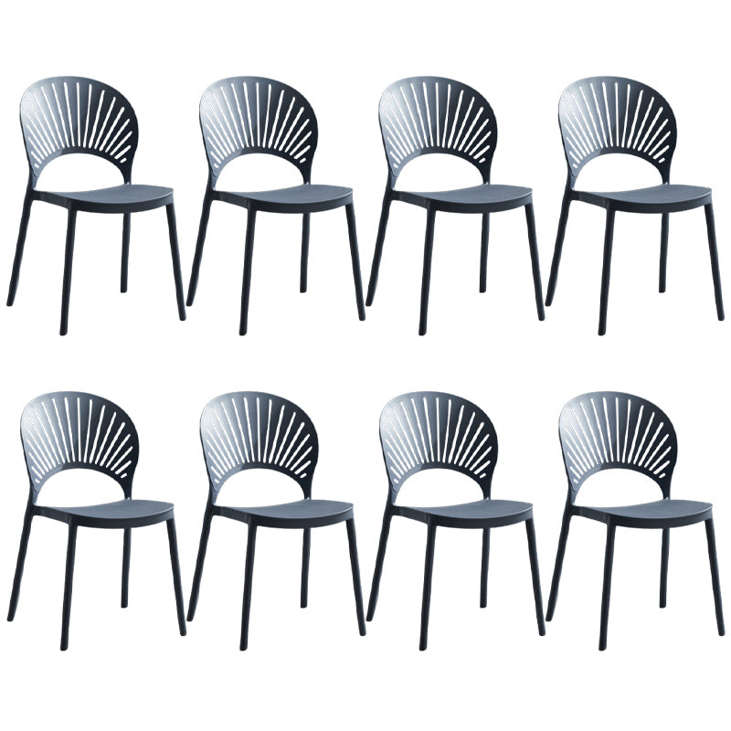Stapelbare armloze eetkamerstoel Scandinavische plastic eetkamerstoelen