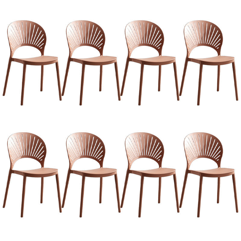 Stapelbare armloze eetkamerstoel Scandinavische plastic eetkamerstoelen