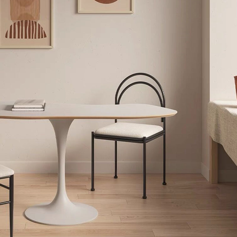 Sedia da pranzo industriale in metallo sedia laterale con finitura metallica con gambe nere