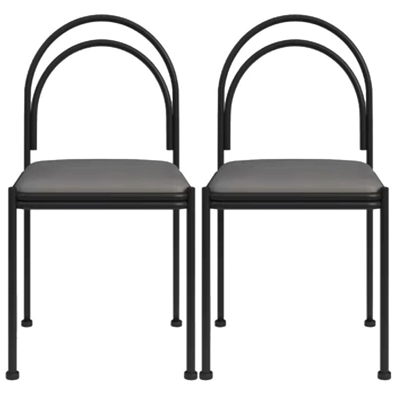 Sedia da pranzo industriale in metallo sedia laterale con finitura metallica con gambe nere