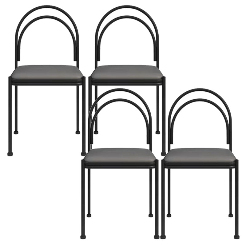 Sedia da pranzo industriale in metallo sedia laterale con finitura metallica con gambe nere