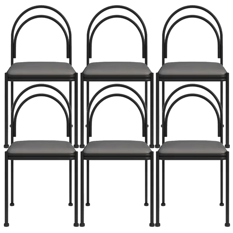 Sedia da pranzo industriale in metallo sedia laterale con finitura metallica con gambe nere