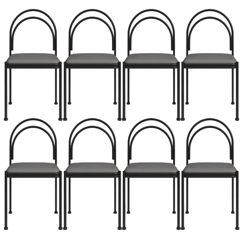 Sedia da pranzo industriale in metallo sedia laterale con finitura metallica con gambe nere