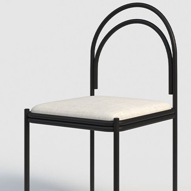 Sedia da pranzo industriale in metallo sedia laterale con finitura metallica con gambe nere