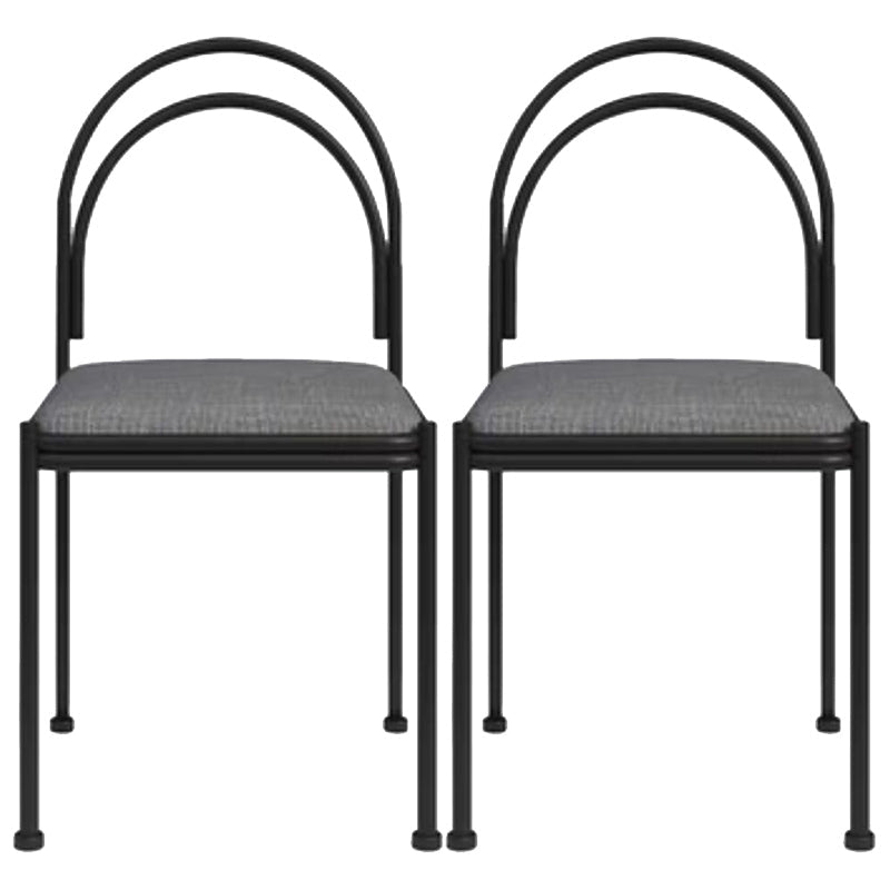 Sedia da pranzo industriale in metallo sedia laterale con finitura metallica con gambe nere