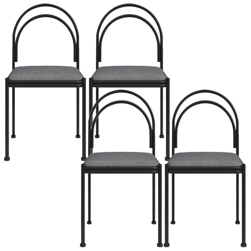 Sedia da pranzo industriale in metallo sedia laterale con finitura metallica con gambe nere