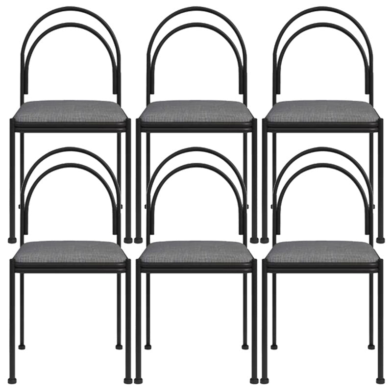 Sedia da pranzo industriale in metallo sedia laterale con finitura metallica con gambe nere