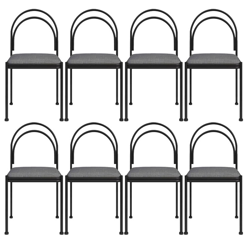 Sedia da pranzo industriale in metallo sedia laterale con finitura metallica con gambe nere