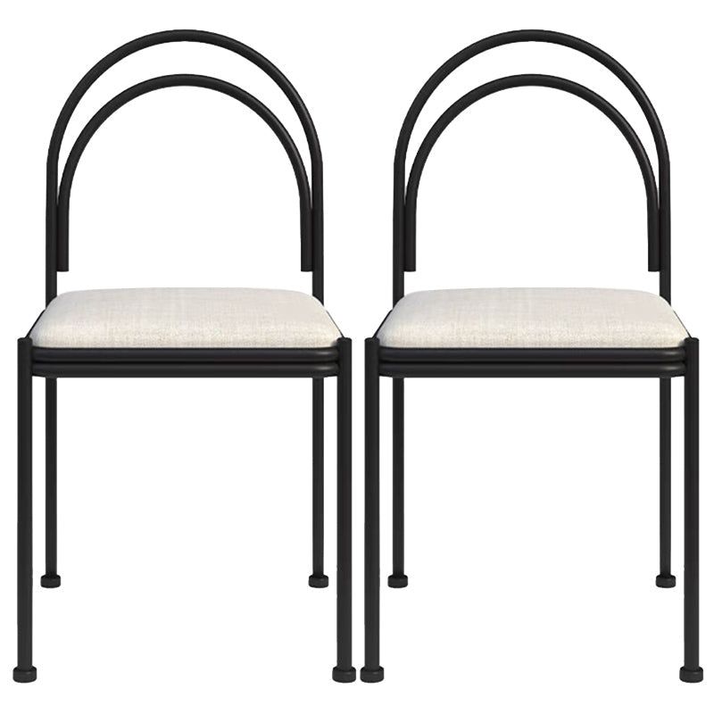 Sedia da pranzo industriale in metallo sedia laterale con finitura metallica con gambe nere