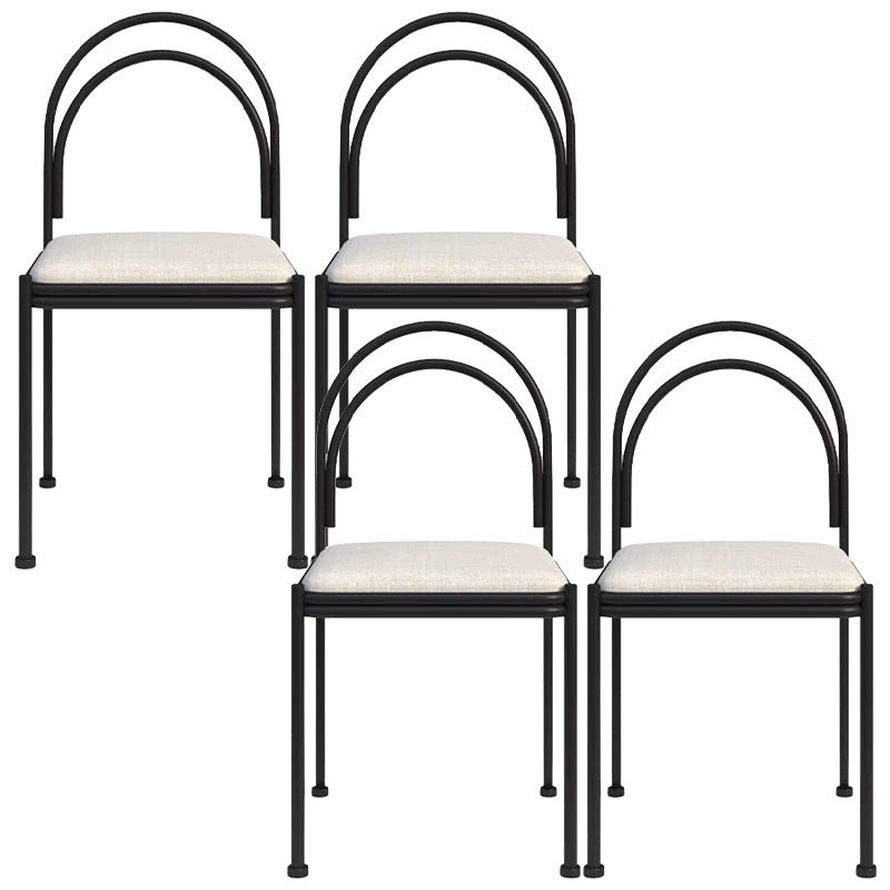 Sedia da pranzo industriale in metallo sedia laterale con finitura metallica con gambe nere