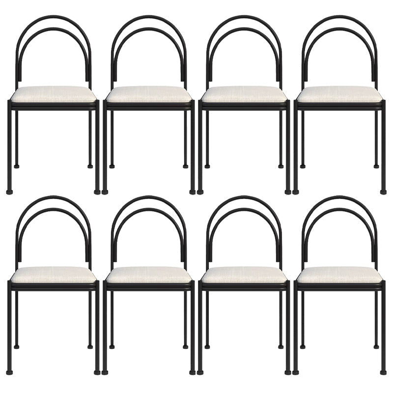 Sedia da pranzo industriale in metallo sedia laterale con finitura metallica con gambe nere