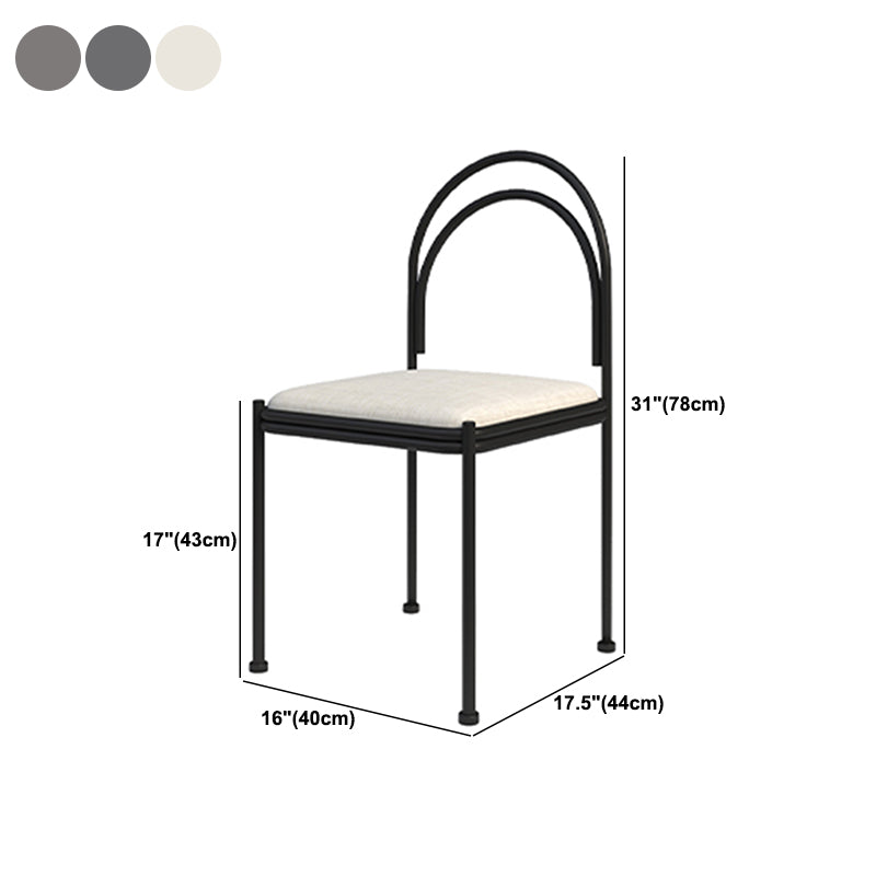 Sedia da pranzo industriale in metallo sedia laterale con finitura metallica con gambe nere