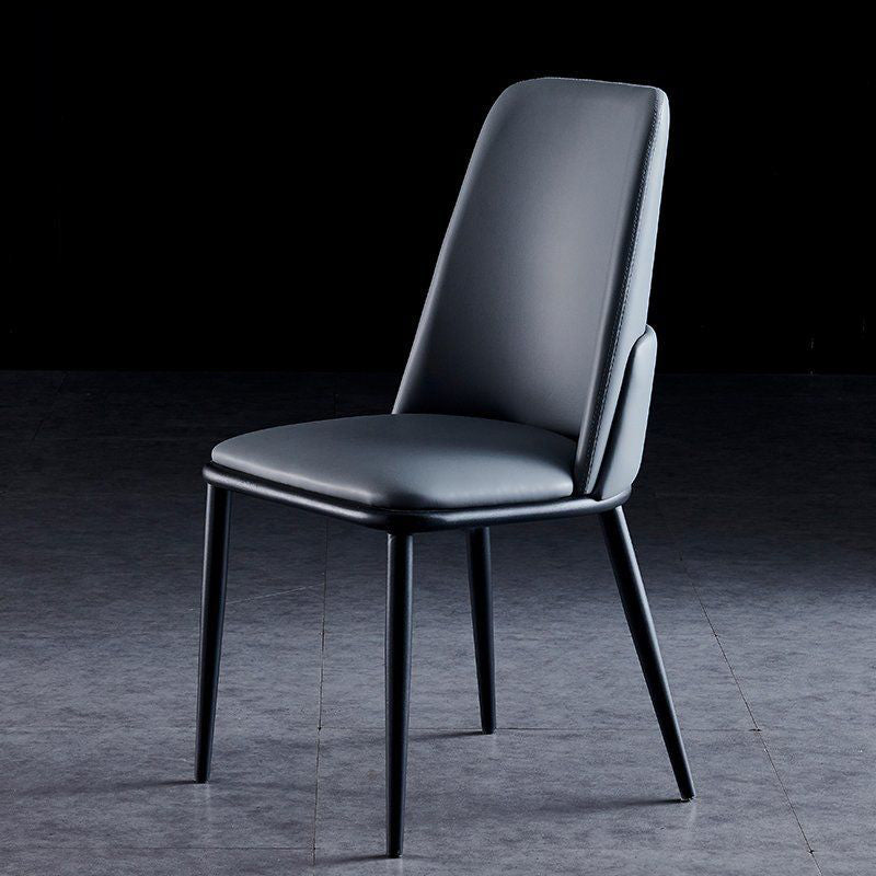 Chaise latéral à dos intérieure en métal contemporain en métal solide à dos solide