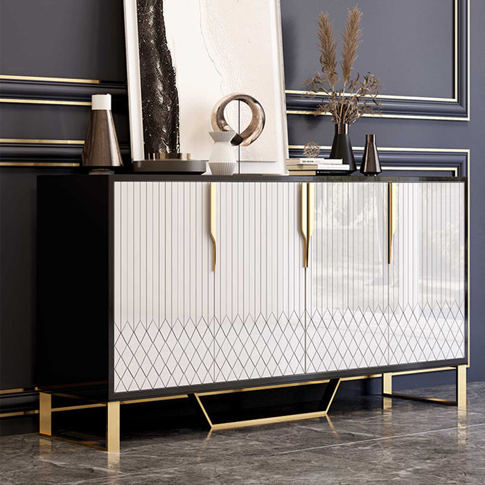 4 Türen Glam Buffet Spiegel Schränke Buffet Sideboard für Wohnzimmer