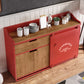 1 Drawer Sideboard Table 3 Door Engineered Wood Credenza with Sliding Door