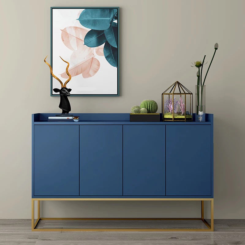Tavolo da sideboard a 4 porte in legno massiccio glam con base di metallo
