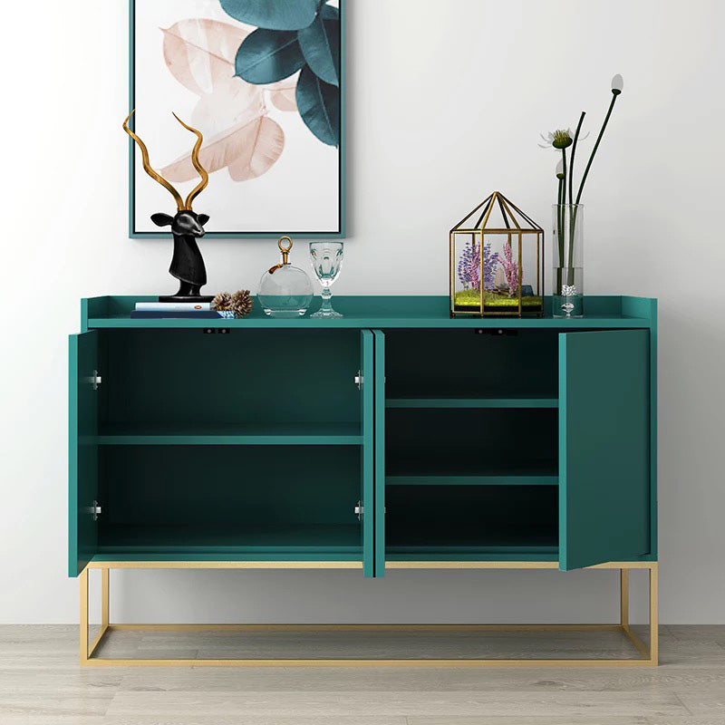 Tavolo da sideboard a 4 porte in legno massiccio glam con base di metallo