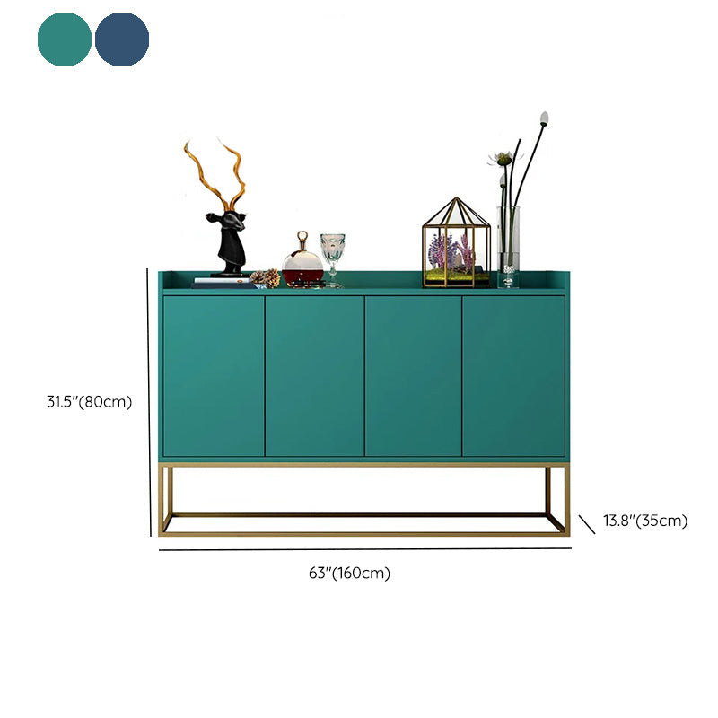 Tavolo da sideboard a 4 porte in legno massiccio glam con base di metallo