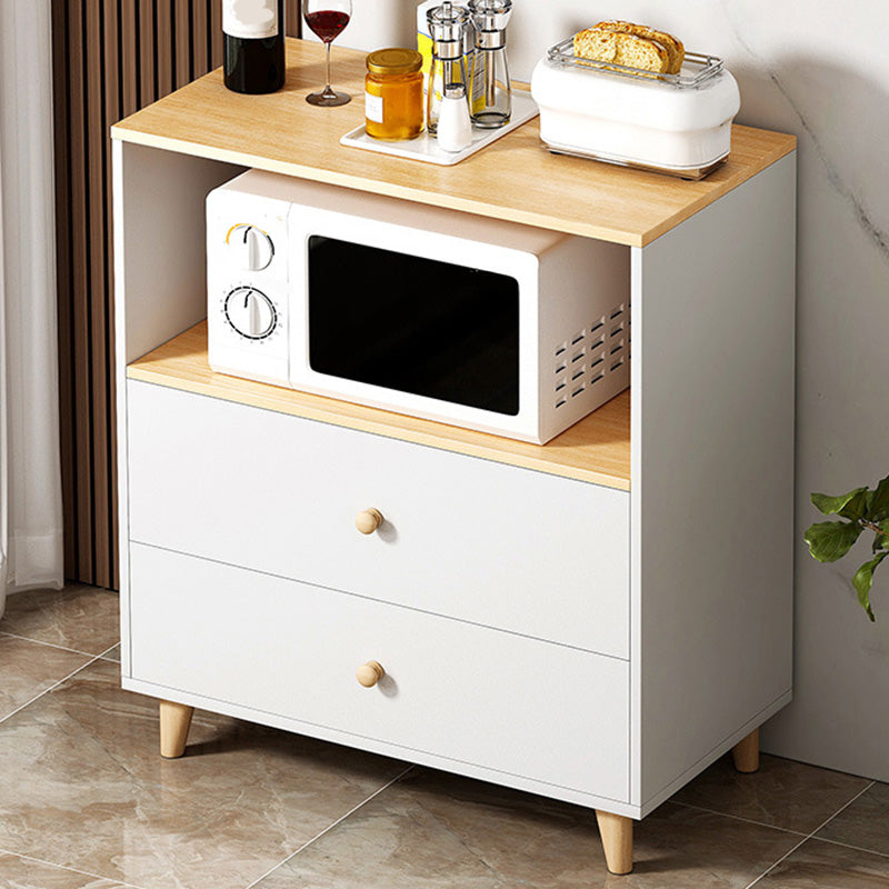Modern Style Dining Server 2-drawer Sideboard Table with Open Storage 23.6"L x 13.4"W x 37.4"H Natural Clearhalo 'buffet_sideboard' 'Buffets & Sideboards' 'furn' 'furn_buffet_sideboard' 'Furniture' 'Kitchen & Dining Furniture' 6104950