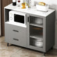 Modern Style Dining Server 2-drawer Sideboard Table with Open Storage 35.4"L x 13.4"W x 37.4"H Grey Clearhalo 'buffet_sideboard' 'Buffets & Sideboards' 'furn' 'furn_buffet_sideboard' 'Furniture' 'Kitchen & Dining Furniture' 6104951