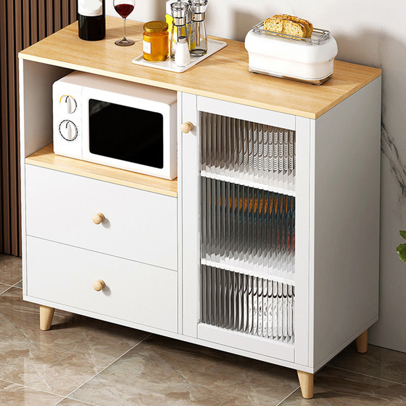 Modern Style Dining Server 2-drawer Sideboard Table with Open Storage 35.4"L x 13.4"W x 37.4"H Natural Clearhalo 'buffet_sideboard' 'Buffets & Sideboards' 'furn' 'furn_buffet_sideboard' 'Furniture' 'Kitchen & Dining Furniture' 6104955