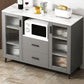 Modern Style Dining Server 2-drawer Sideboard Table with Open Storage 47.2"L x 13.4"W x 37.4"H Grey Clearhalo 'buffet_sideboard' 'Buffets & Sideboards' 'furn' 'furn_buffet_sideboard' 'Furniture' 'Kitchen & Dining Furniture' 6104957