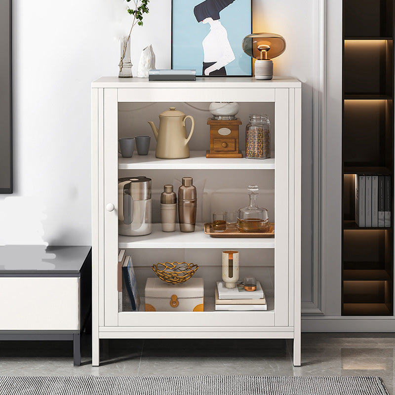 Engineered Wood Sideboard Table Modern Dining Server with Metal Legs for Dining Room 24"L x 16"W x 41"H Transparent Glass Clearhalo 'buffet_sideboard' 'Buffets & Sideboards' 'furn' 'furn_buffet_sideboard' 'Furniture' 'Kitchen & Dining Furniture' 6104977